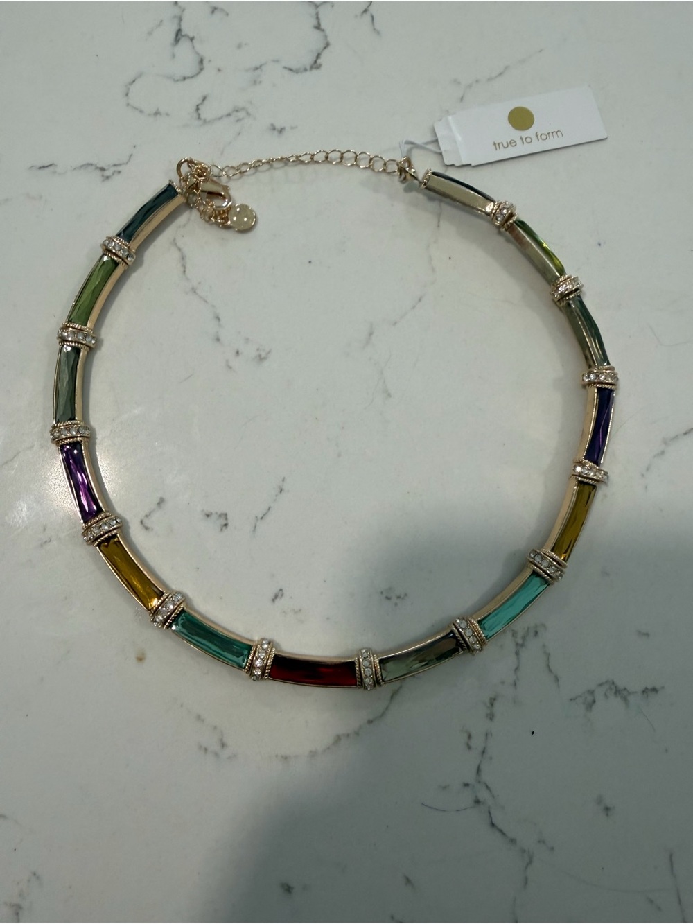True to Form Multicolor Tube-Link Necklace with Gold Accents